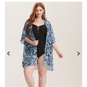 Torrid Size 00/0 Blue Tie Dye Chiffon Cover Up